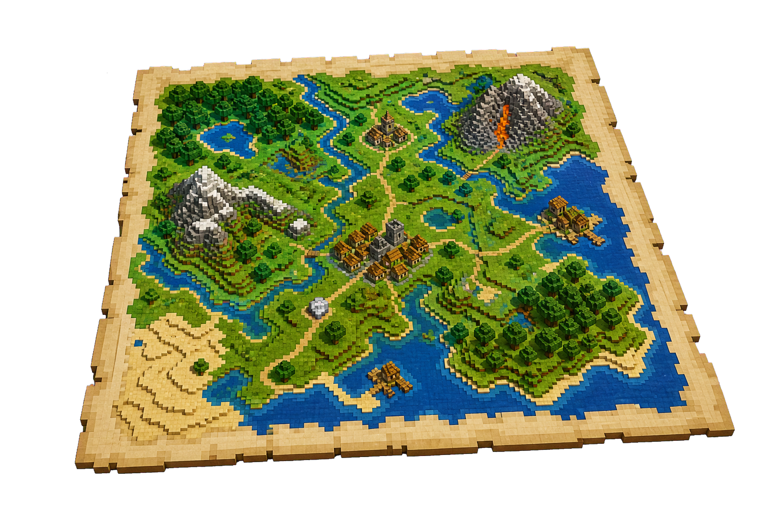 Render generado de un objeto mapa de Minecraft abierto para Ferreras SMP
